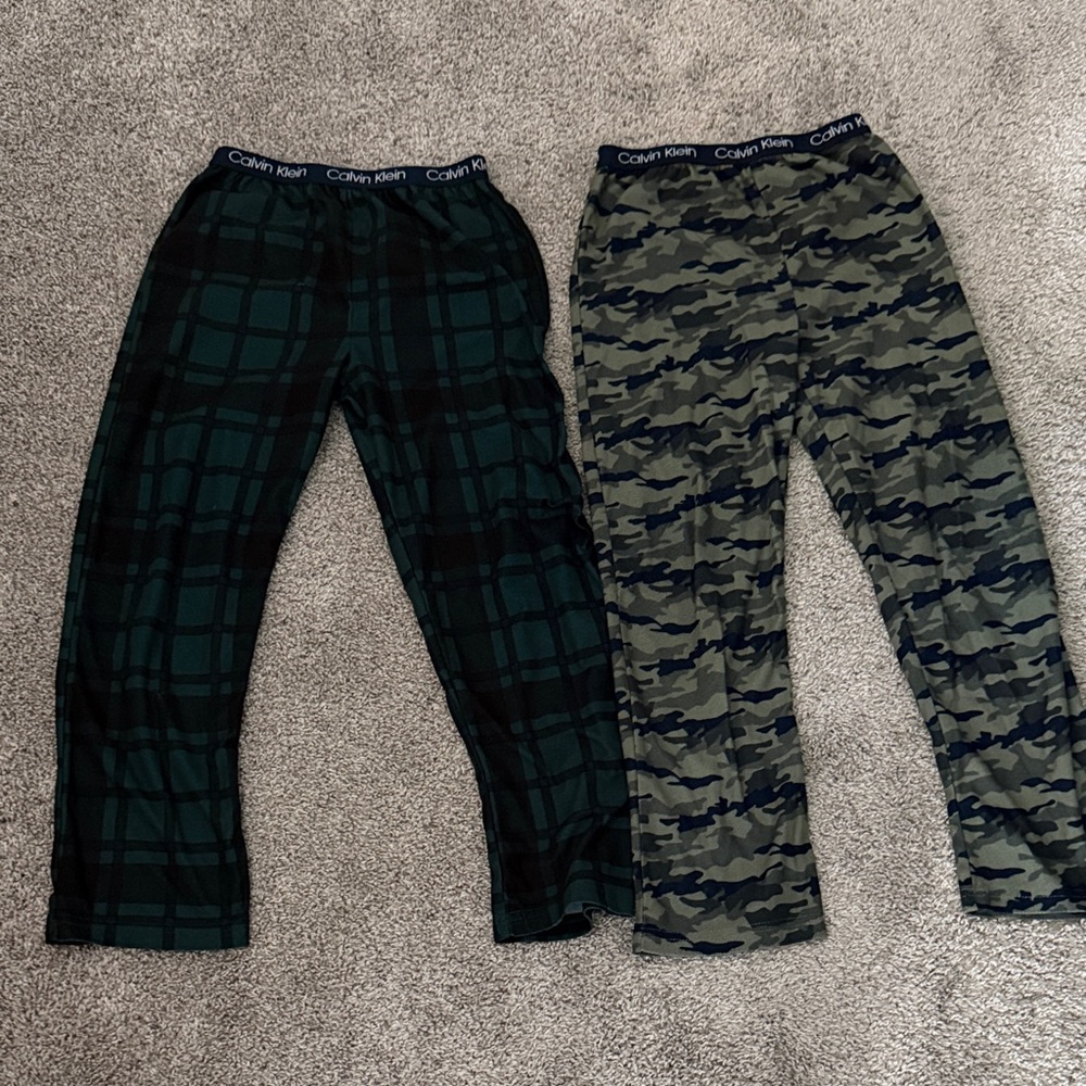 Calvin Klein Kids Pajama Bottoms - Black Plaid and Green Camouflage